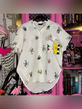 VTG Steven Edwards dinosaur button down shirt size small